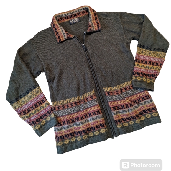 Arte Inka-Berfass Alpaca Hooded Multi Sweater Medium Full Zip Adult - Picture 1 of 7